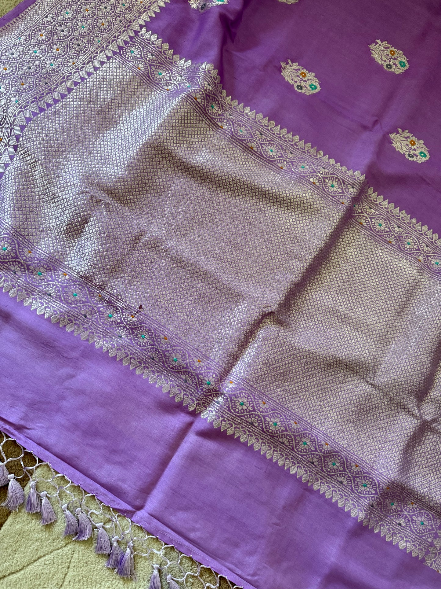 Kaduwa butta Tusser Banarasi Saree - Lavender