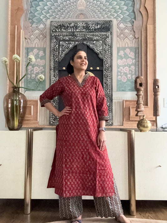 Size 40 - Ajarakh Kurta - Pant Set