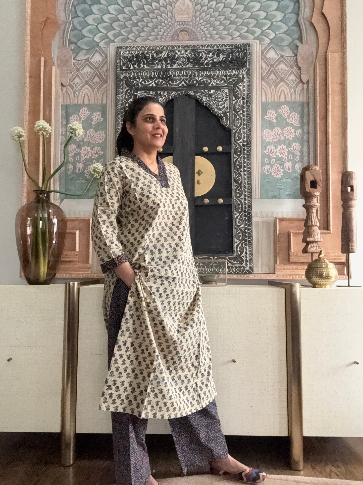 Size 40 - Ajarakh Kurta - Pant Set