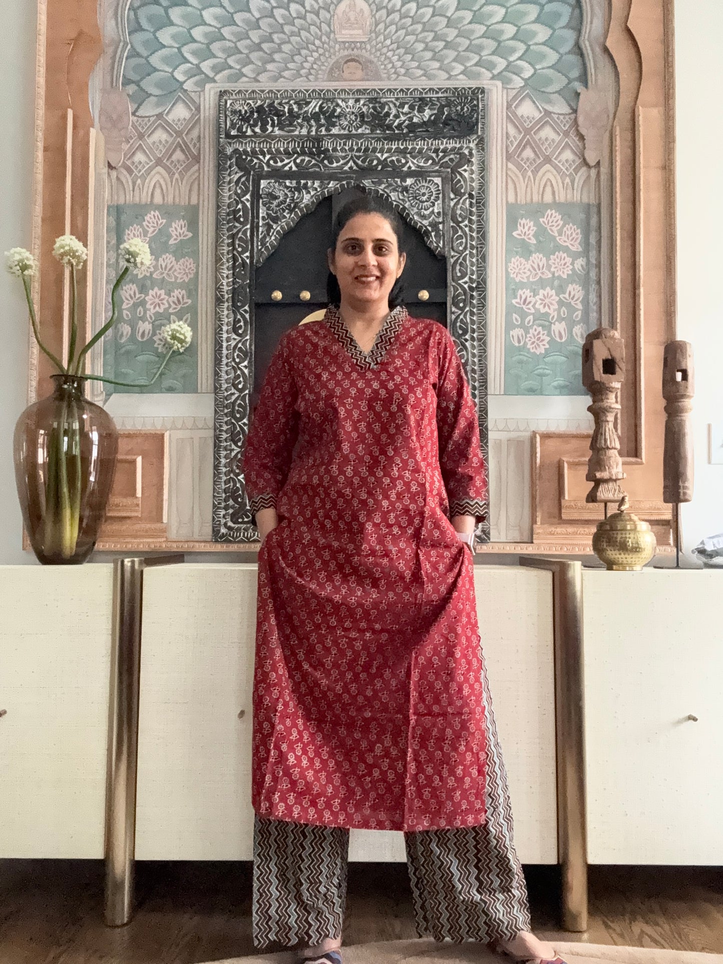 Size 40 - Ajarakh Kurta - Pant Set