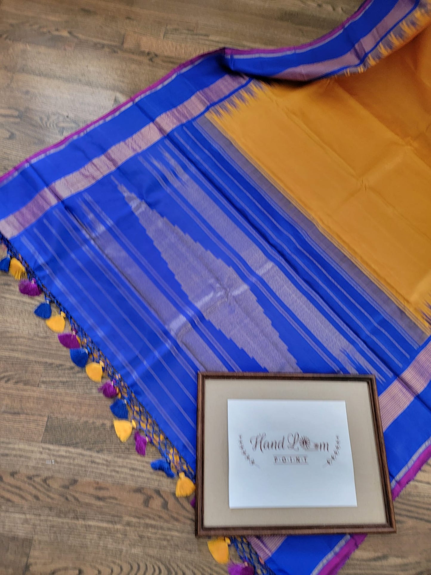 Arani Silk Saree - Mustards Yellow & Royal Blue