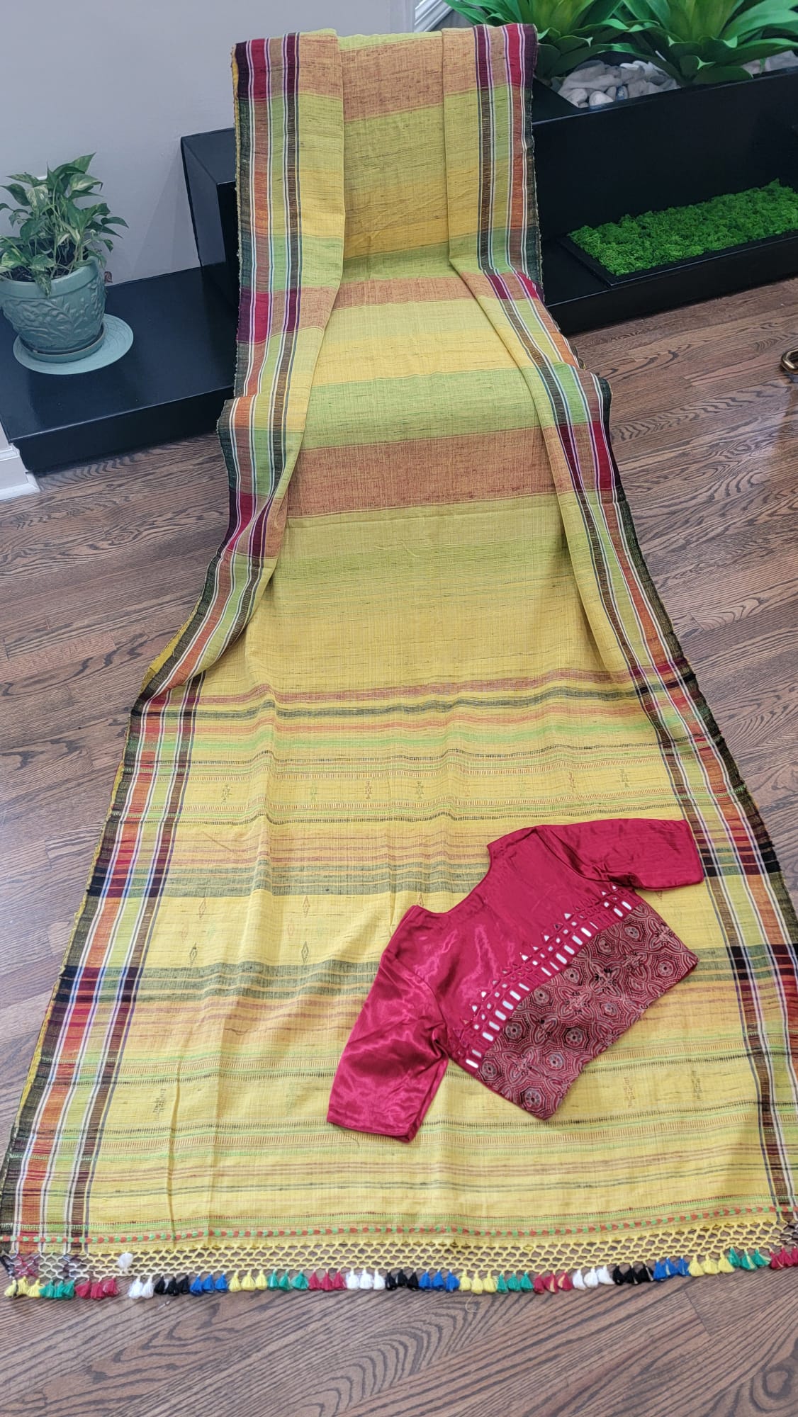 Size 38 Stitched Blouse - Kutchhi Handwoven Tusser Bhujodi Saree