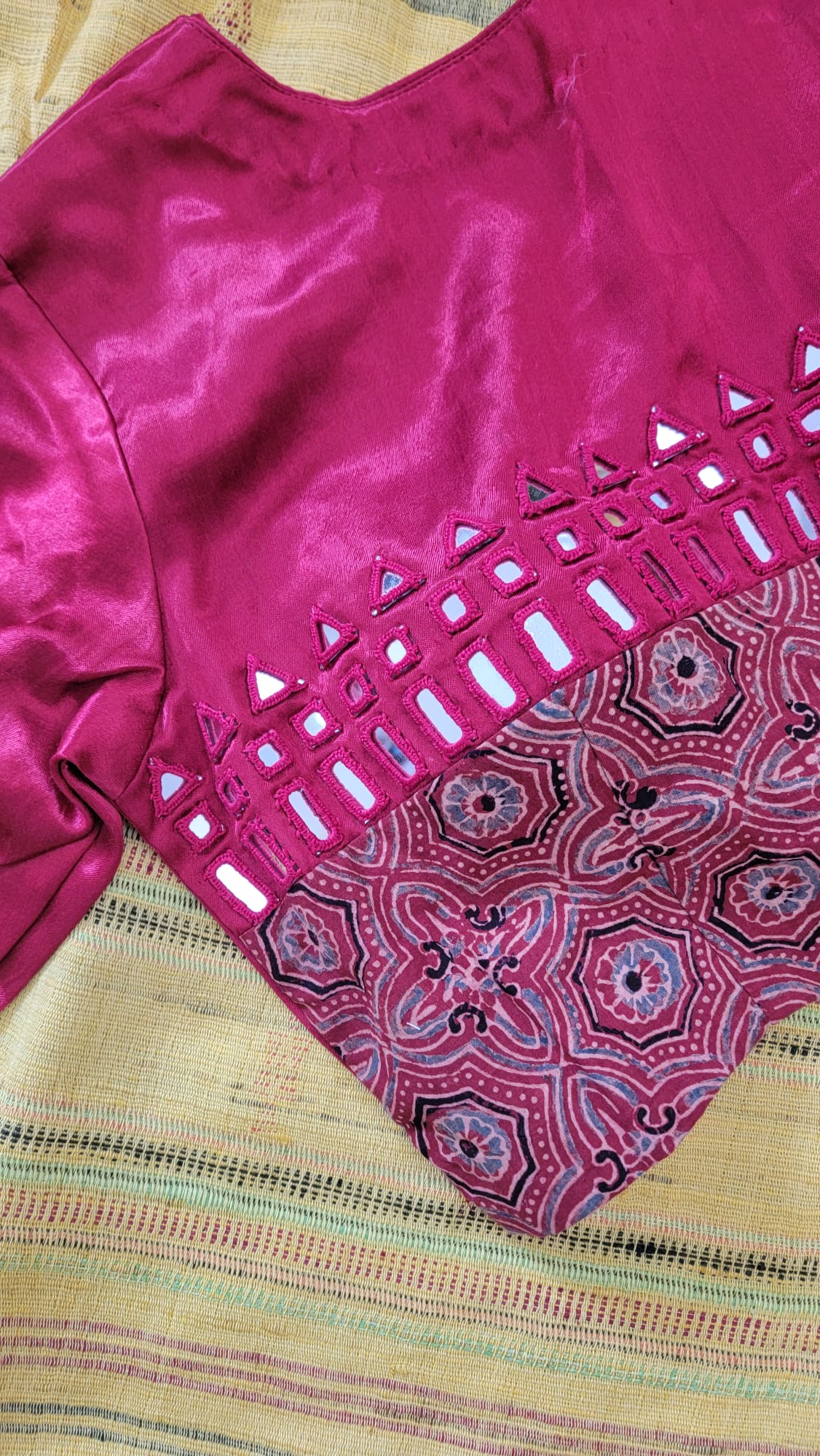 Size 38 Stitched Blouse - Kutchhi Handwoven Tusser Bhujodi Saree