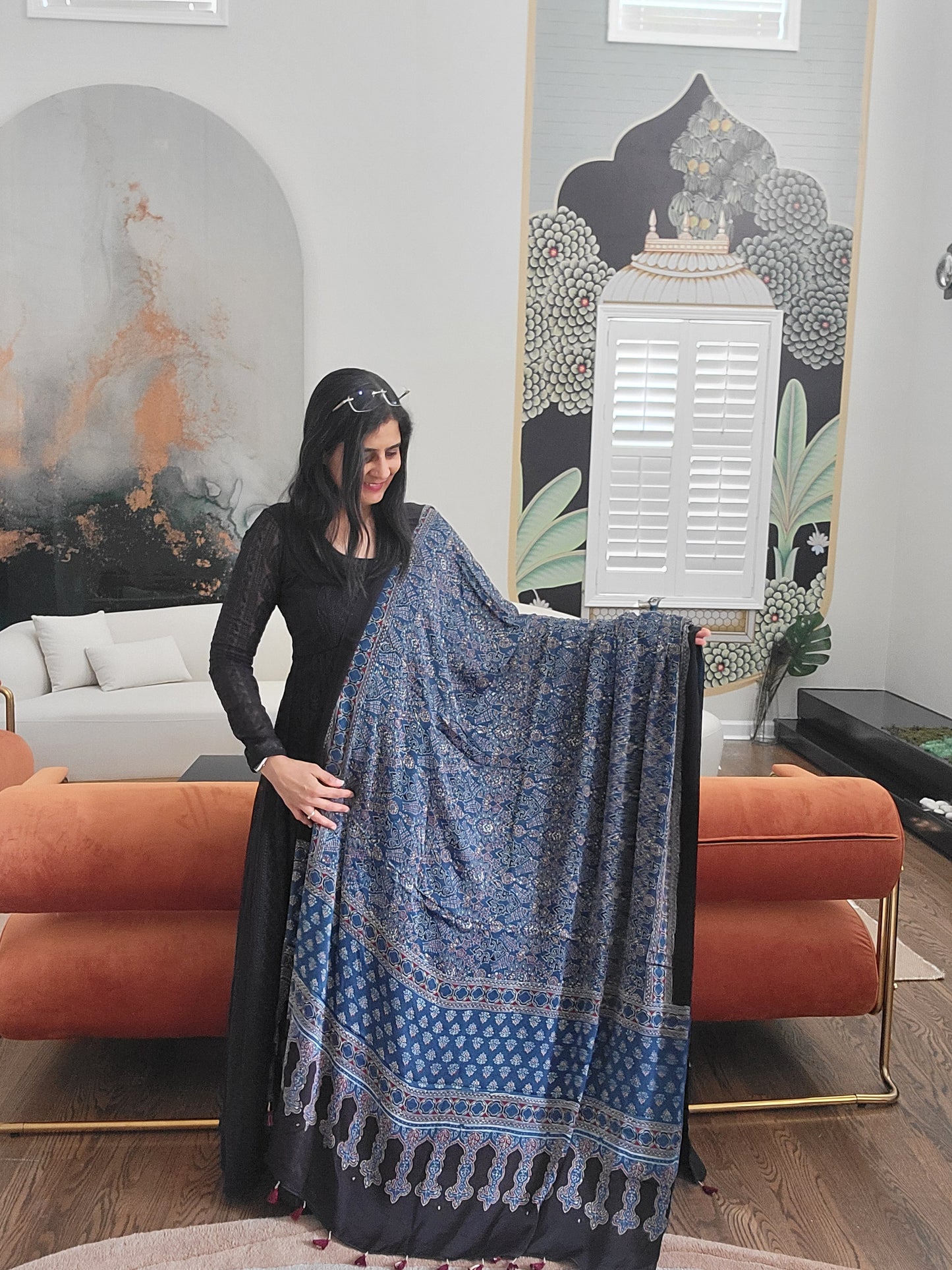 Ajarakh hand block Printed Dupatta