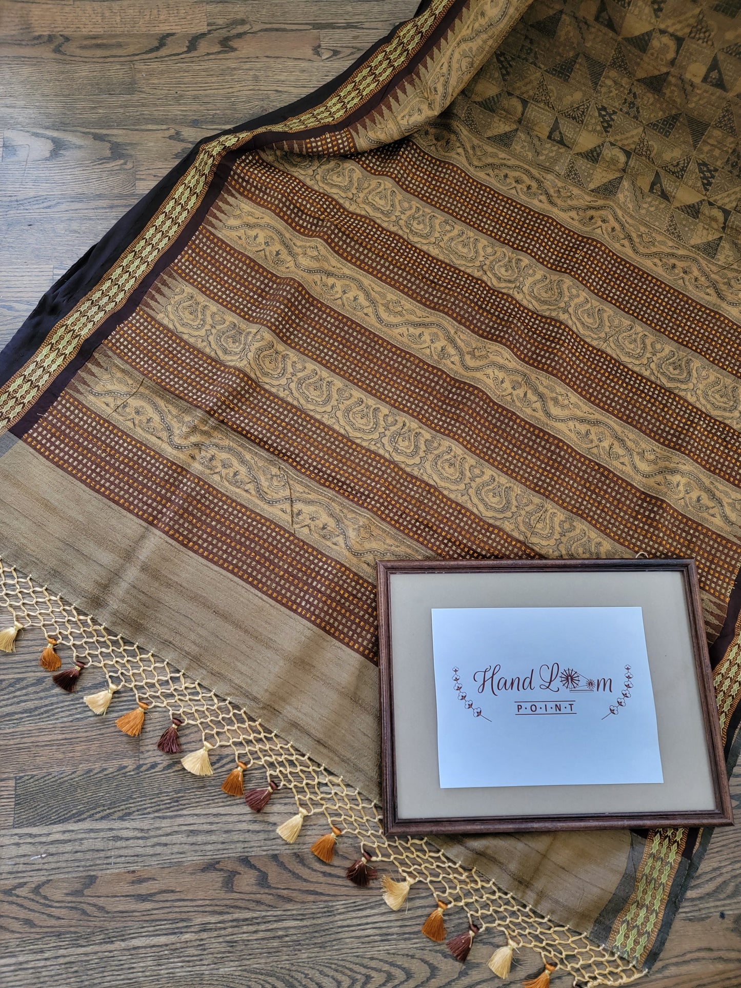 Ajarakh Natural Color Dyed hand block printed Saree on Vidarbha Tussar