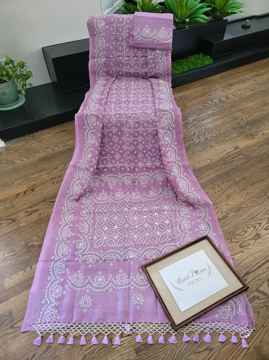Kutchhi Hand Embroidery Saree on Tusser Silk
