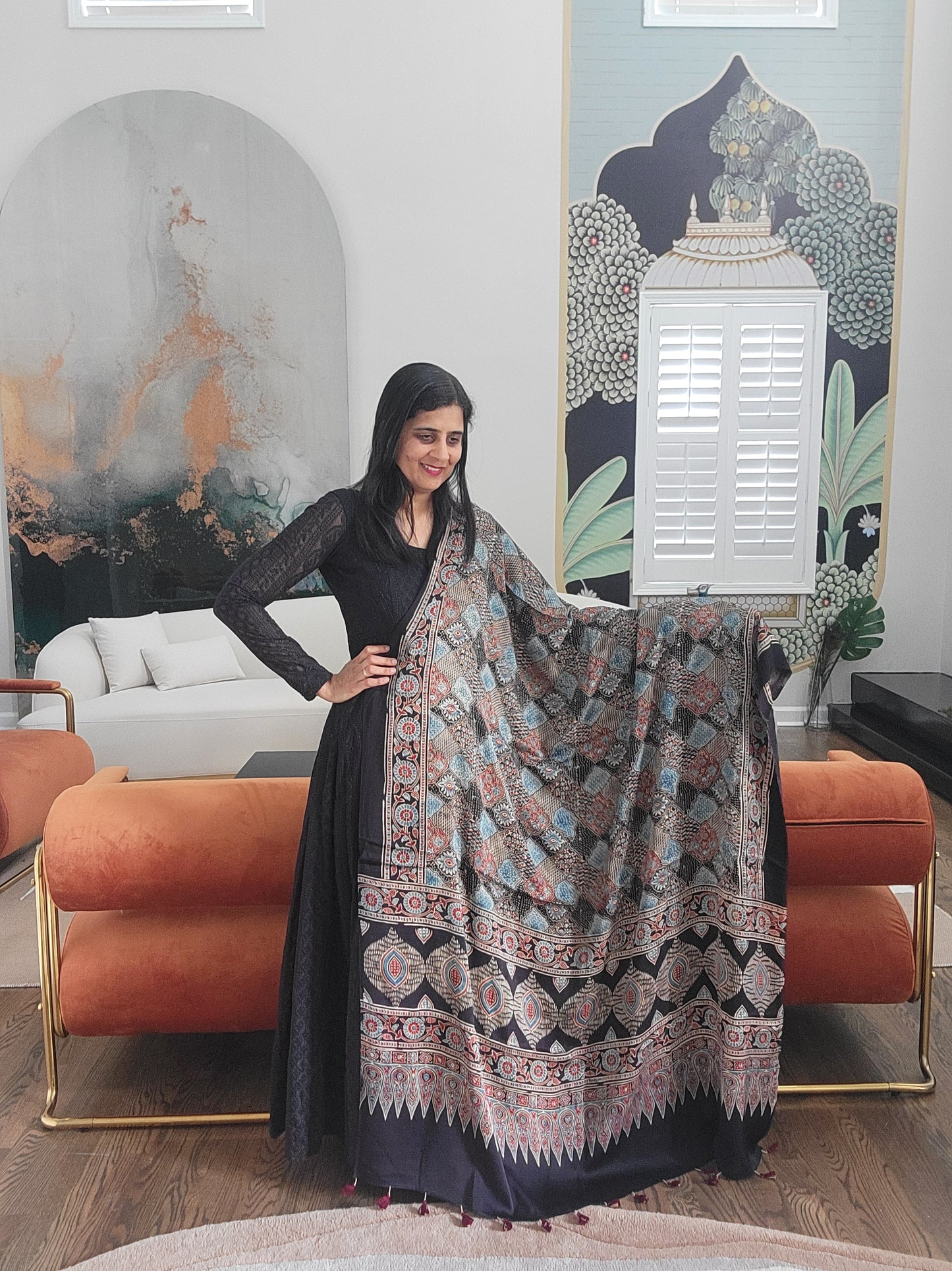 Ajarakh hand block Printed Dupatta