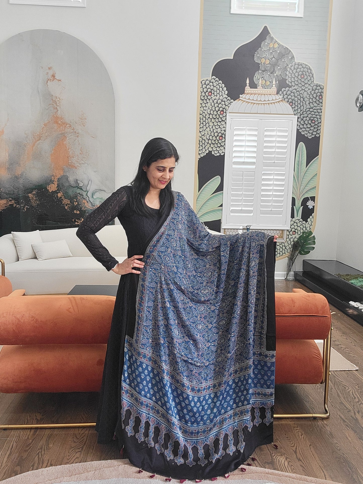 Ajarakh hand block Printed Dupatta