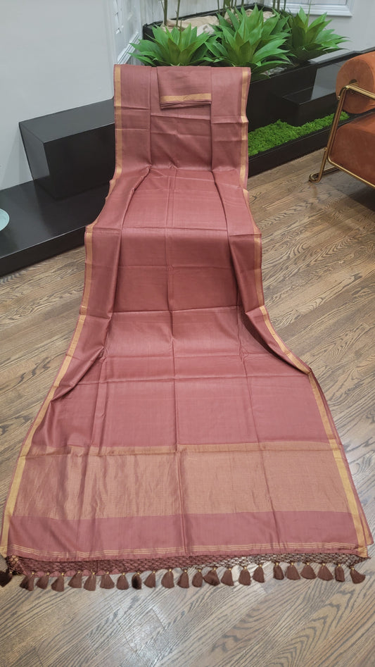 Brown – Mocha Elegance Kosa Silk Saree